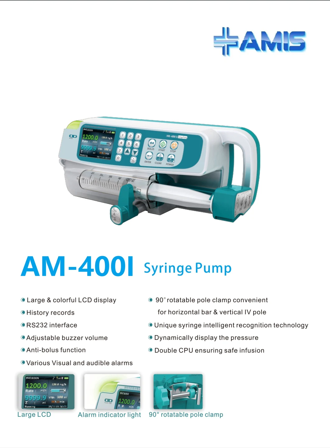 Ce Approved Medical Single Double Channel TCI Infusion Syringe Pump (AM-400I)